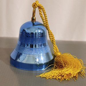 Reuge Swiss Musical Bell Ornament Cobalt Blu Plays ”Edelweiss” Christmas Vintage